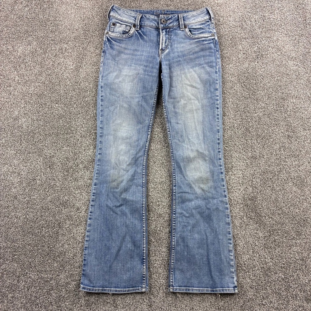 Silver Jeans Women's 27x32 Suki Bootcut Whiskered Denim White Stitching